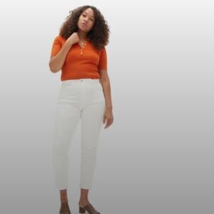 Everlane Bone Off White Curvy Cheeky Denim Jeans Size 25